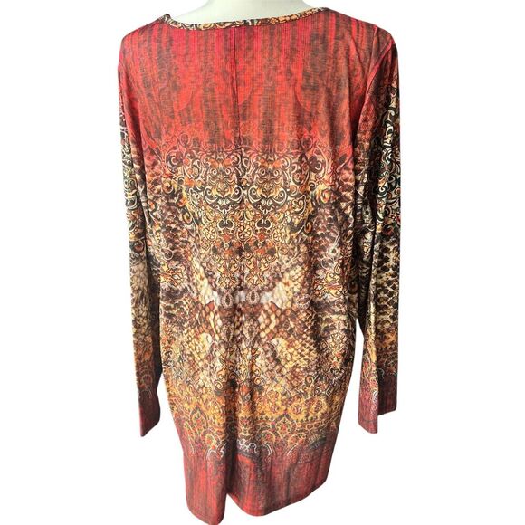 OneWorld Top Womens sz XXL 2X Embroidered Boho Hippie Peasant blouse - Picture 4 of 9